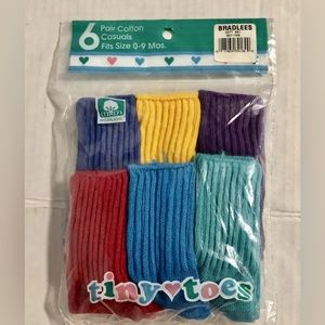 Vintage Little Toes Childrens Socks Bradlees 6pr New Sealed Colored